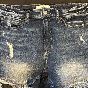 Zenana Outfitters Blue Distressed Denim Shorts